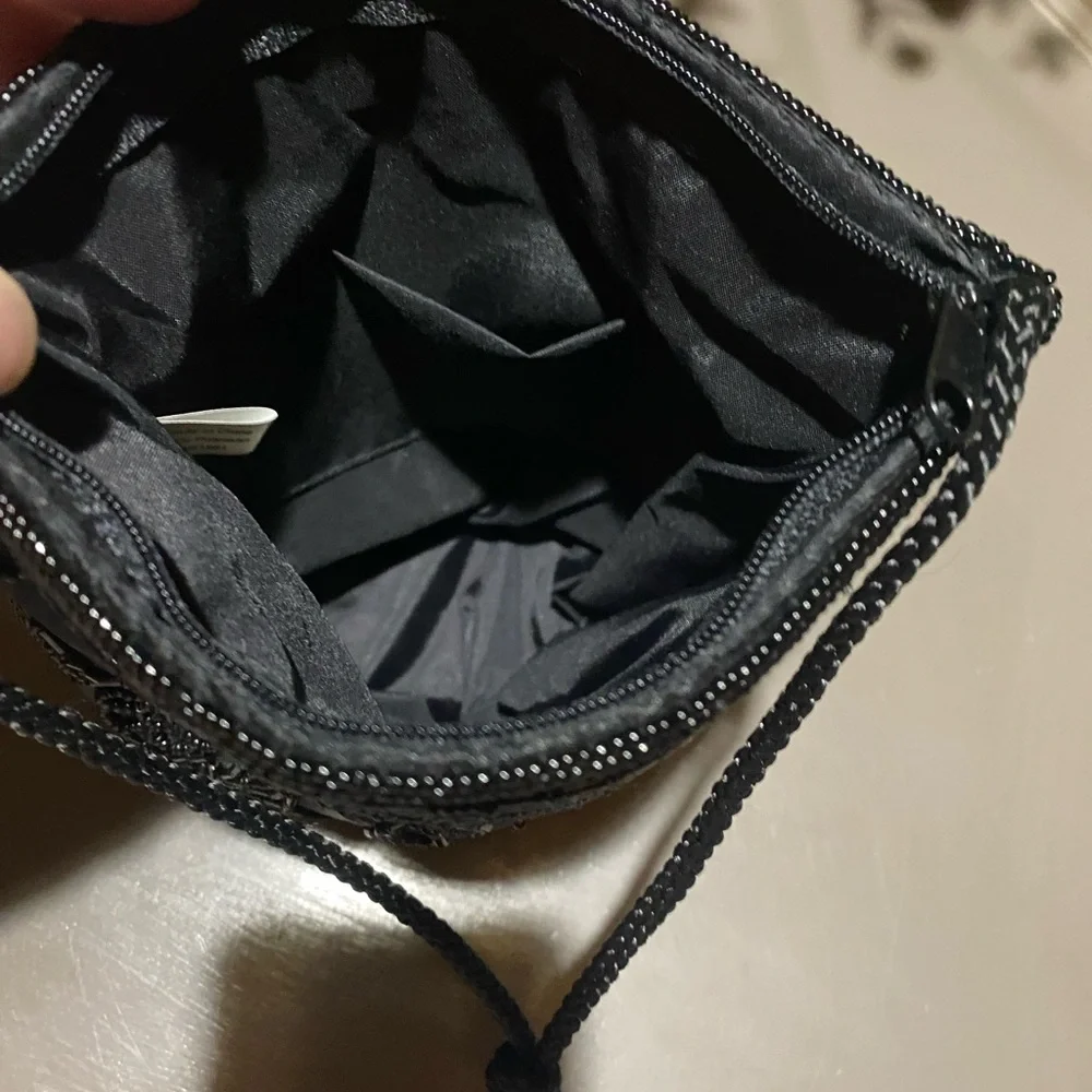 Black Floral Beaded Evening/Shoulder Bag - Picture 5 of 12